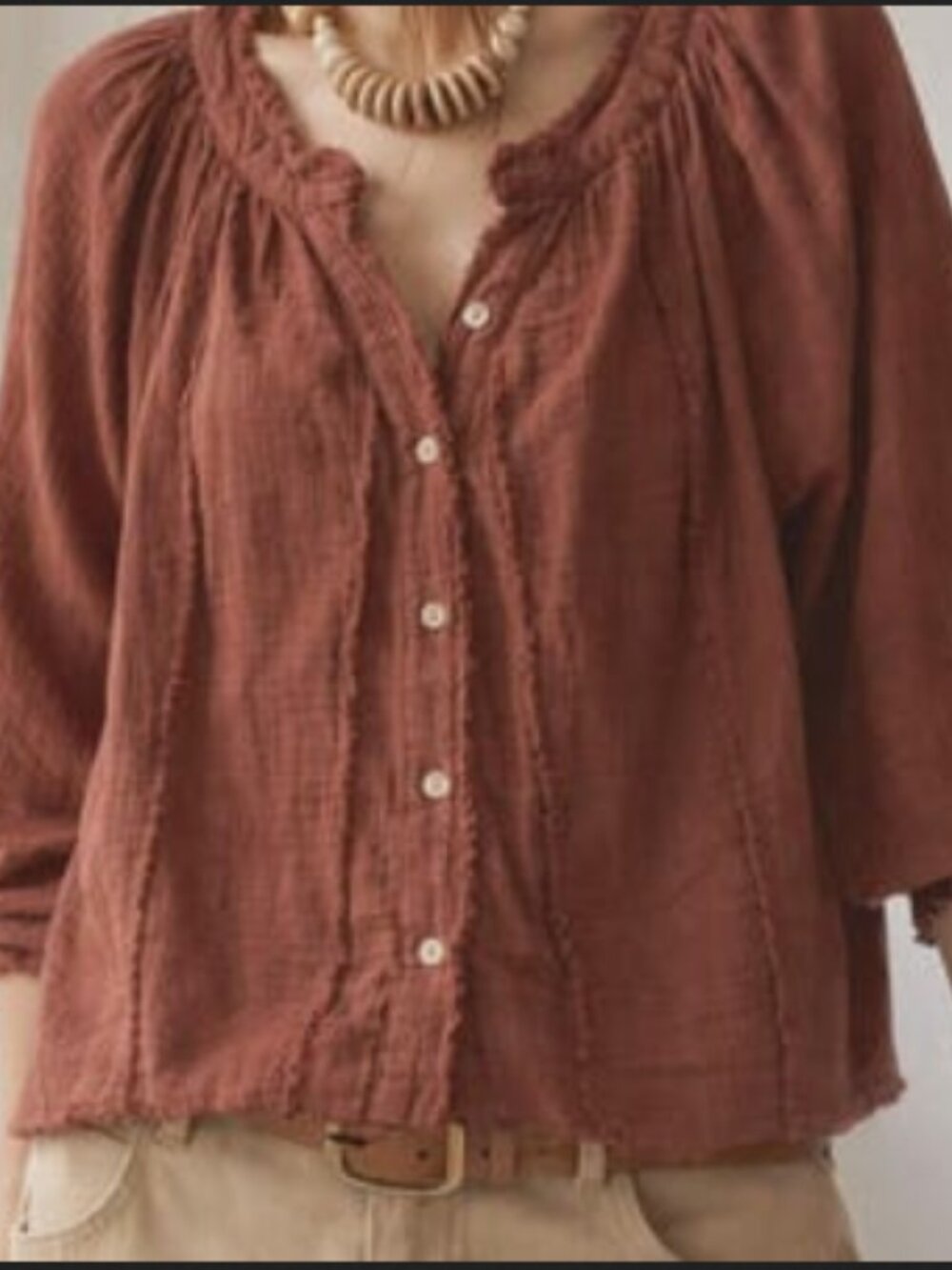 Free People Lucy Solid Swing Top Button-front Ruffled Gauze Blouse XS